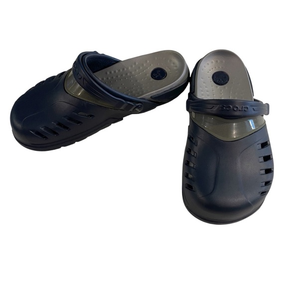 Crocs Croslite Ag Slip On Clog Unisex W9 M7 Navy Blue Green Silver - Picture 1 of 12